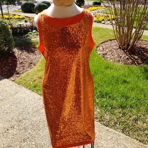 Ladies orange/tangerine midi sleeveless dress